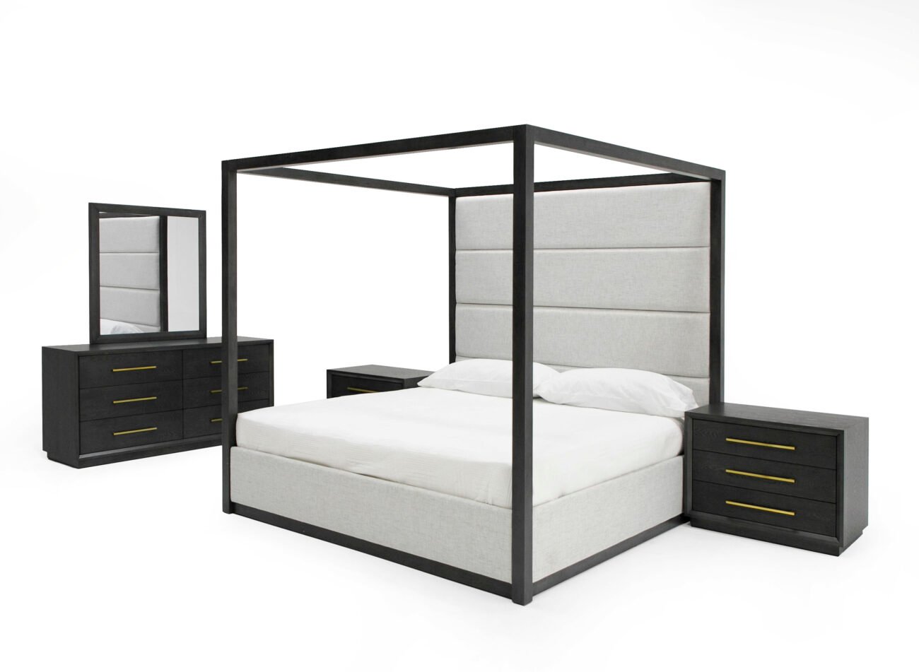 Modrest Manhattan - Contemporary Canopy Grey Bed -queen - Image 3