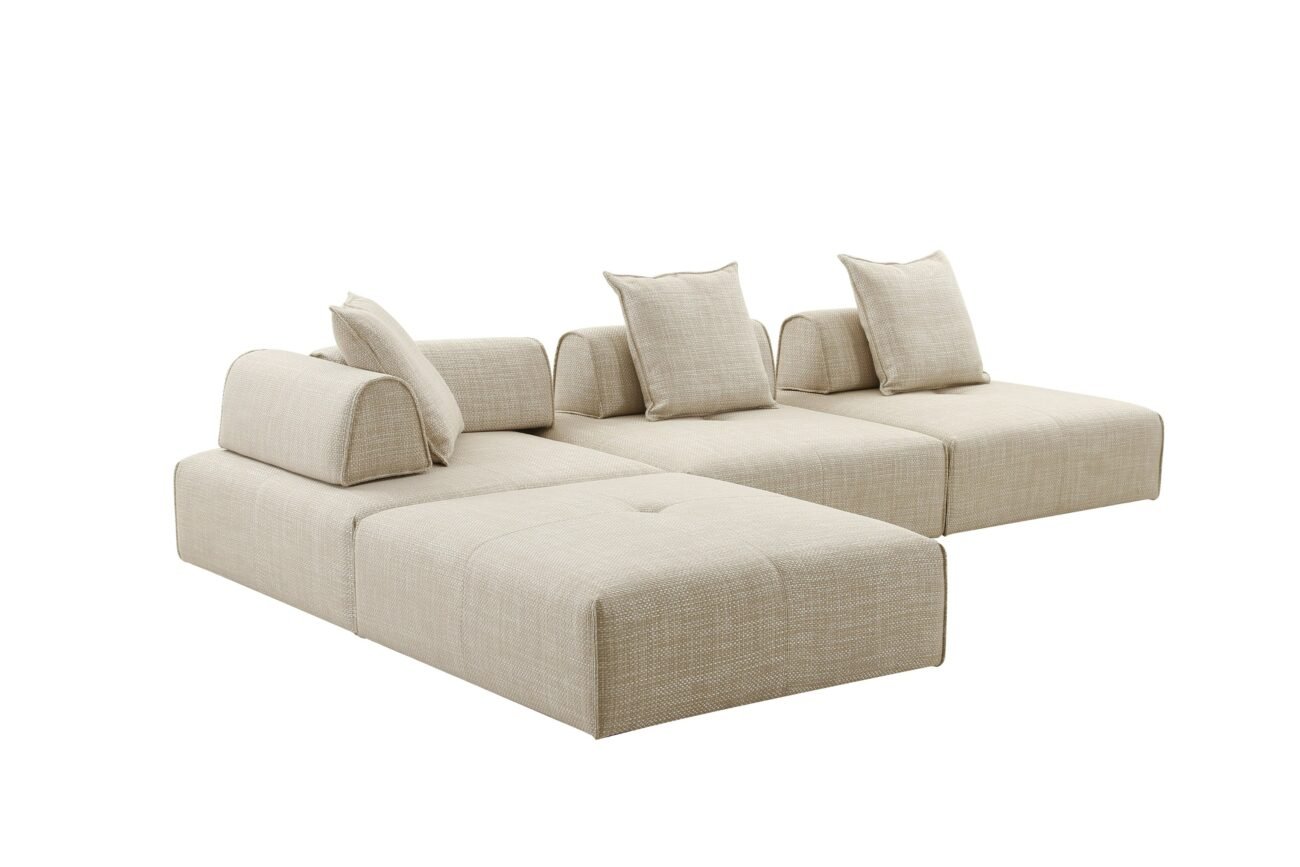 Divani Casa Mondo - Modern Modular Beige Fabric Armless Seat - Image 2