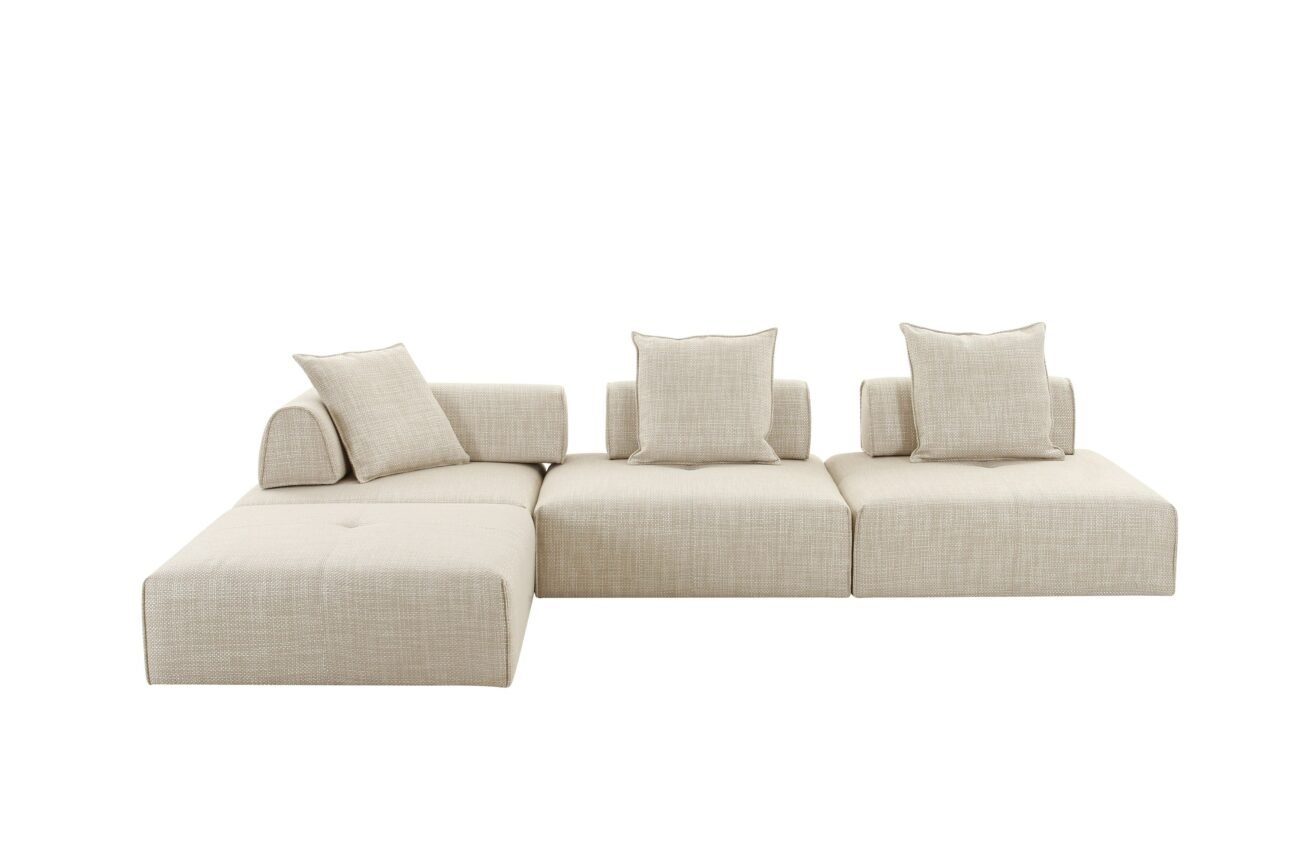 Divani Casa Mondo - Modern Modular Beige Fabric Armless Seat - Image 3