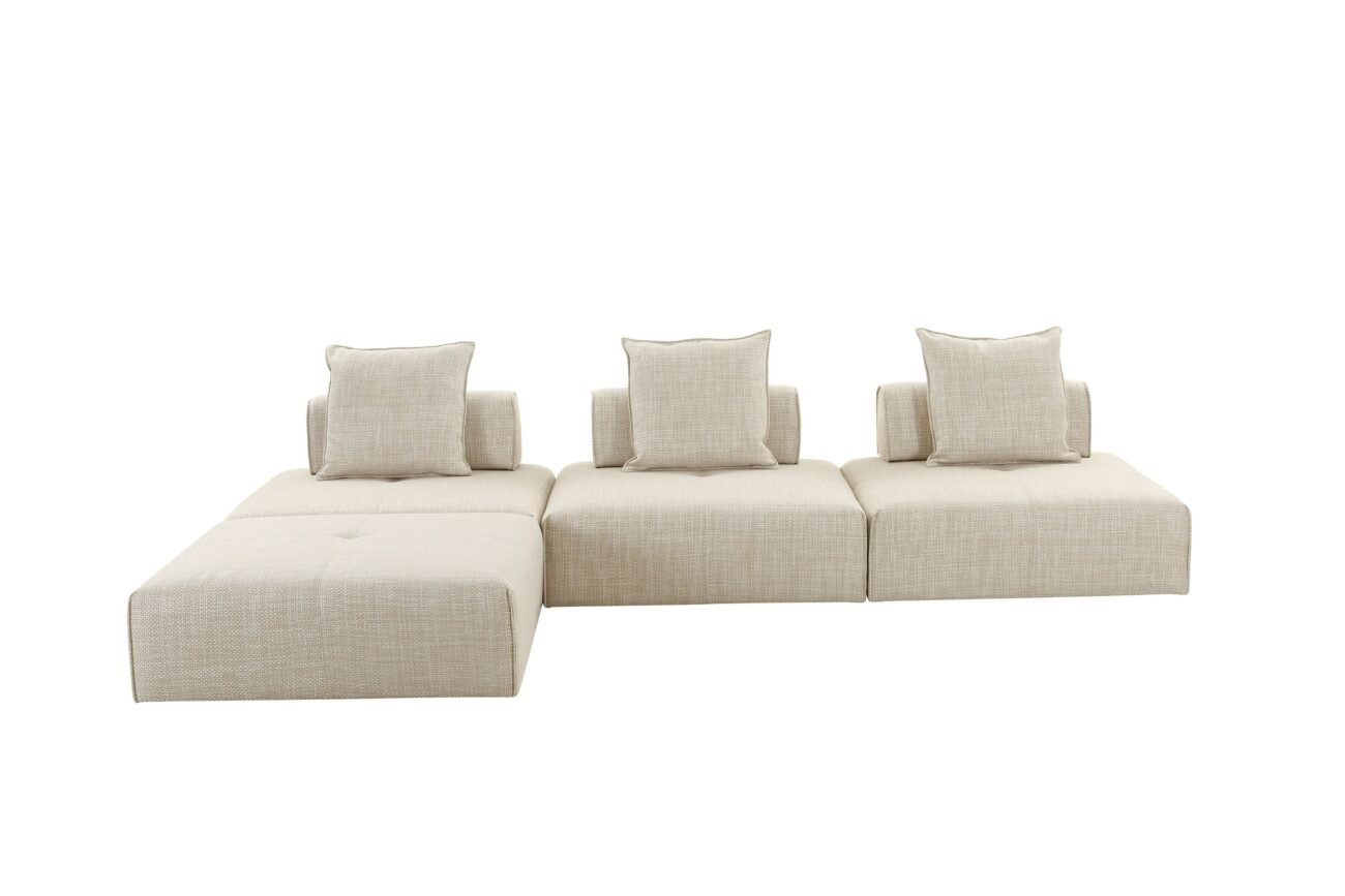 Divani Casa Mondo - Modern Modular Beige Fabric Armless Seat - Image 4