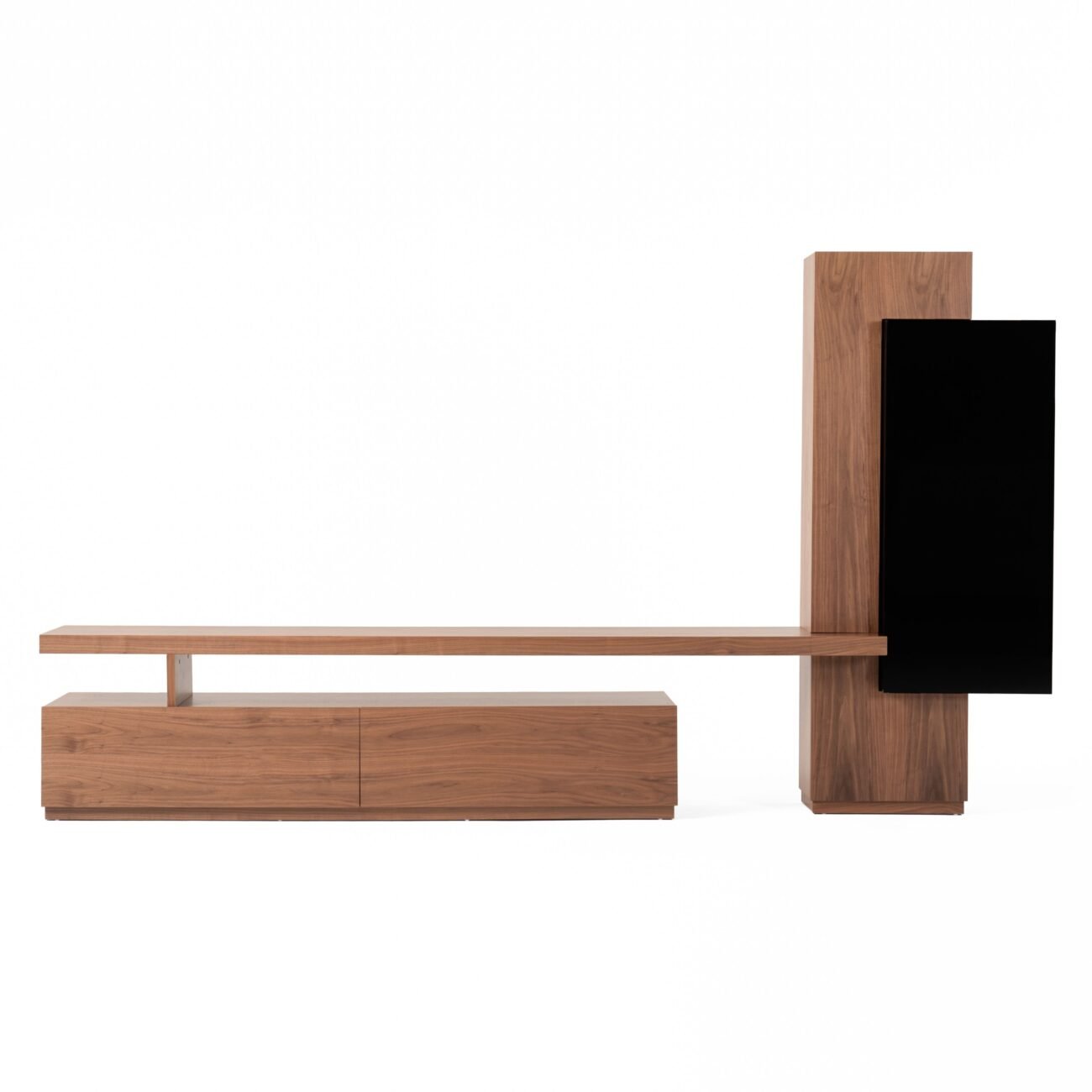 Modrest Bashia -  Contemporary Walnut + Black Entertainment Center - Image 2