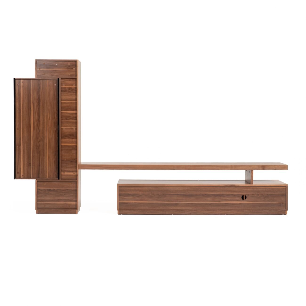 Modrest Bashia -  Contemporary Walnut + Black Entertainment Center - Image 5