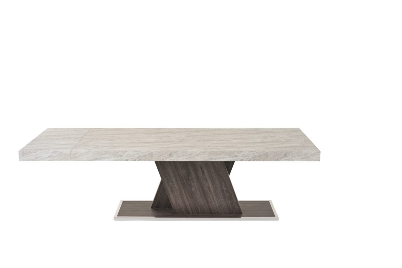 Nova Domus Cairo - Italian Modern Faux Marble & Pecan Elm Extendable Dining Table - Image 4