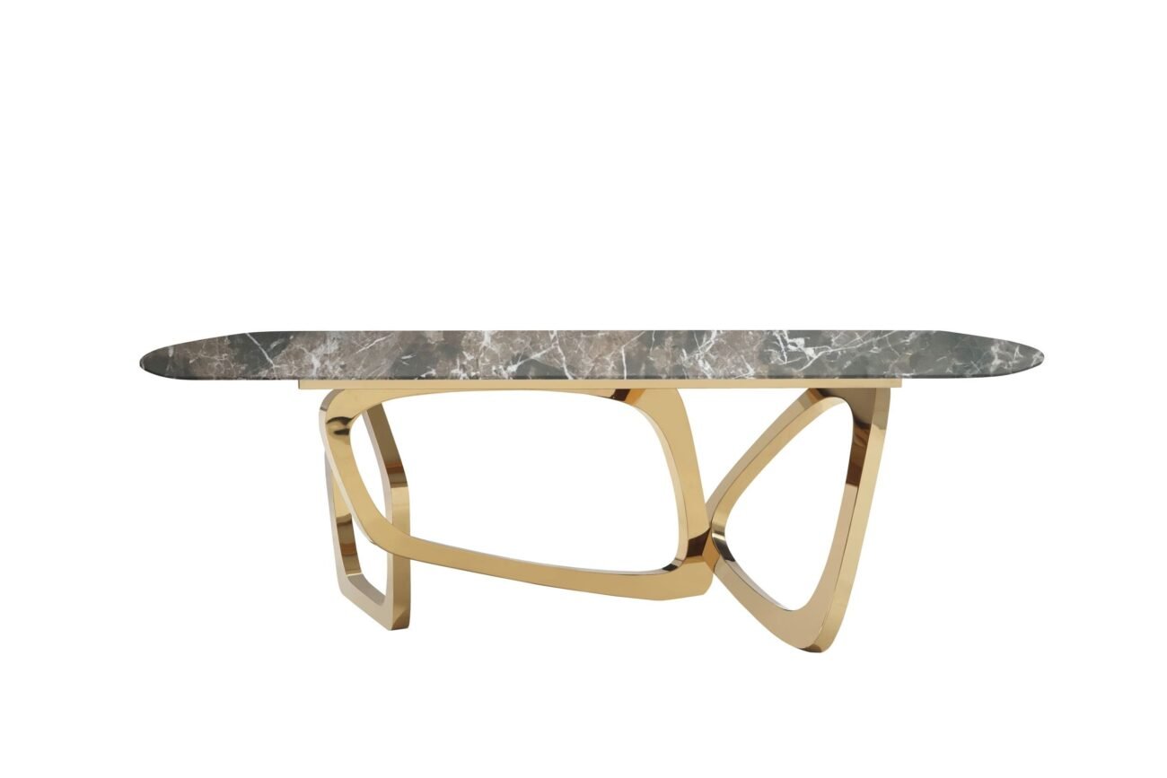 Modrest Colton - Modern Brown & Gold Dining Table - Image 5