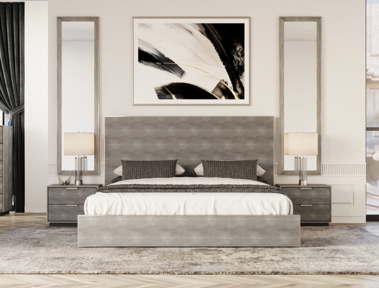 Modrest Dynasty - Modern Shagreen Bed - Image 4