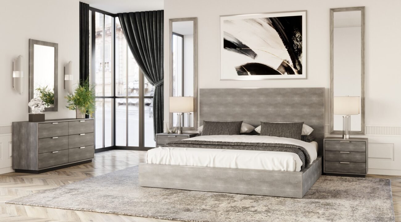 Modrest Dynasty - Modern Shagreen Bed - Image 5