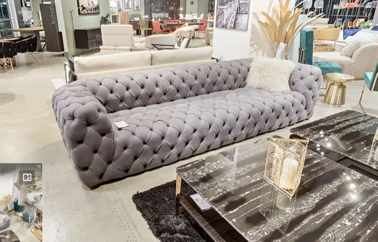 Lamod Italia Ellington - Italian Grey Leather 4-Seater Sofa