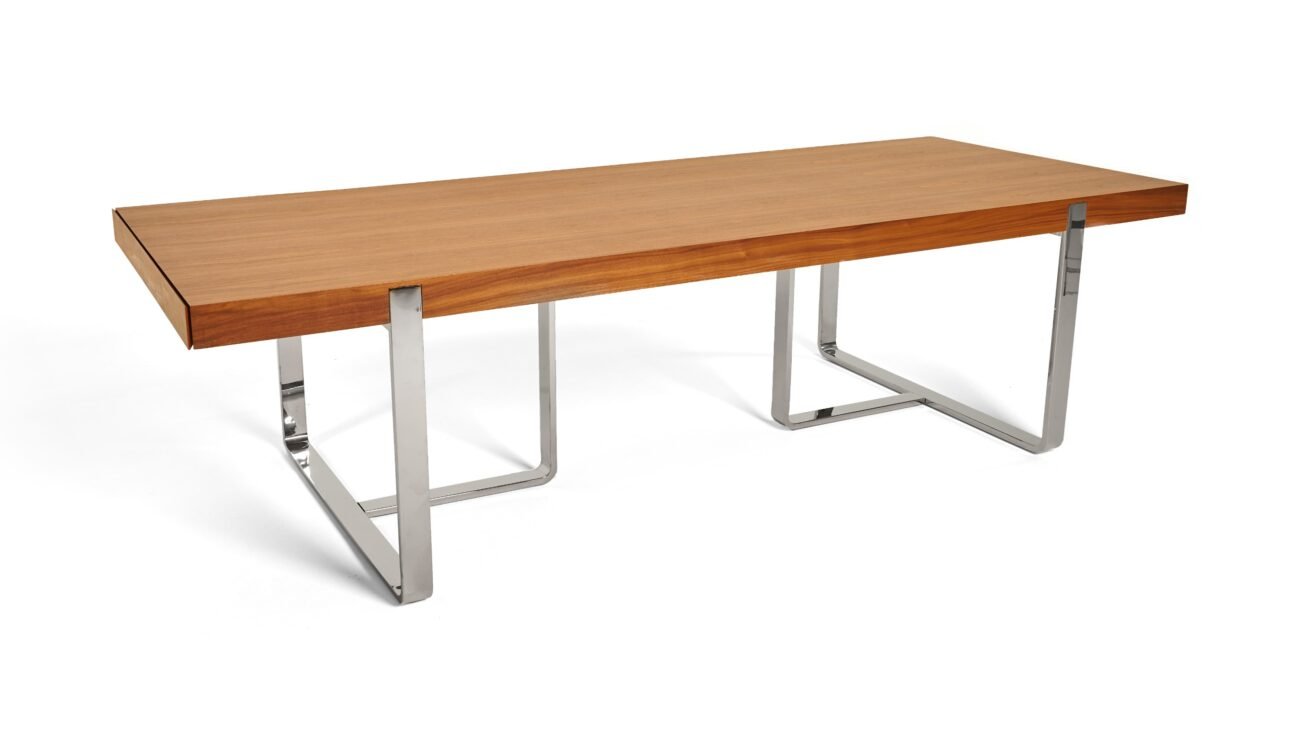 Modrest Pauline- Modern Walnut and Stainless Steel Dining Table - Image 2