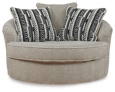 Calnita Oversized Swivel Chair and Ottoman - Image 6