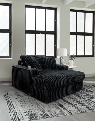 Midnight-Madness 4-Piece Sectional and Oversized Chaise - Image 25