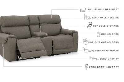 Starbot 3-Piece Power Reclining Sectional Loveseat with Console - Image 4