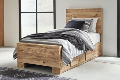 Hyanna Twin Panel Bed with 1 Side Storage, Dresser and Mirror - Image 11