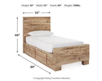 Hyanna Twin Panel Bed with 1 Side Storage, Dresser and Mirror - Image 9