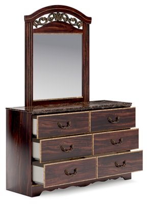 Glosmount Queen Poster Bed, Dresser, Mirror, Chest and Nightstand - Image 4