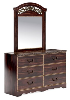 Glosmount Queen Poster Bed, Dresser, Mirror, Chest and Nightstand - Image 3