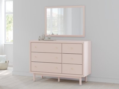 Wistenpine Twin Upholstered Panel Headboard, Dresser and Mirror - Image 11