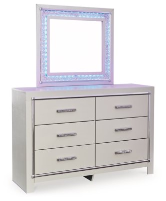 Zyniden Queen Upholstered Panel Bed, Dresser, Mirror and Nightstand - Image 3