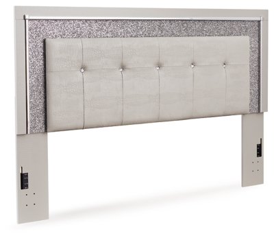 Zyniden Queen Upholstered Panel Headboard, Dresser and Mirror - Image 4