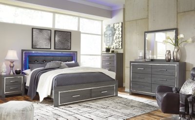 Lodanna King Upholstered Storage Bed, Dresser, Mirror, Chest and 2 Nightstands - Image 9