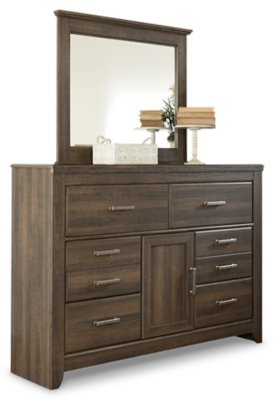 Juararo California King Poster Bed, Dresser, Mirror, Chest and 2 Nightstands - Image 4