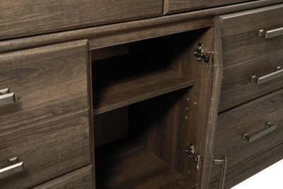 Juararo Queen Poster Bed with Mirrored Dresser and 2 Nightstands - Image 8