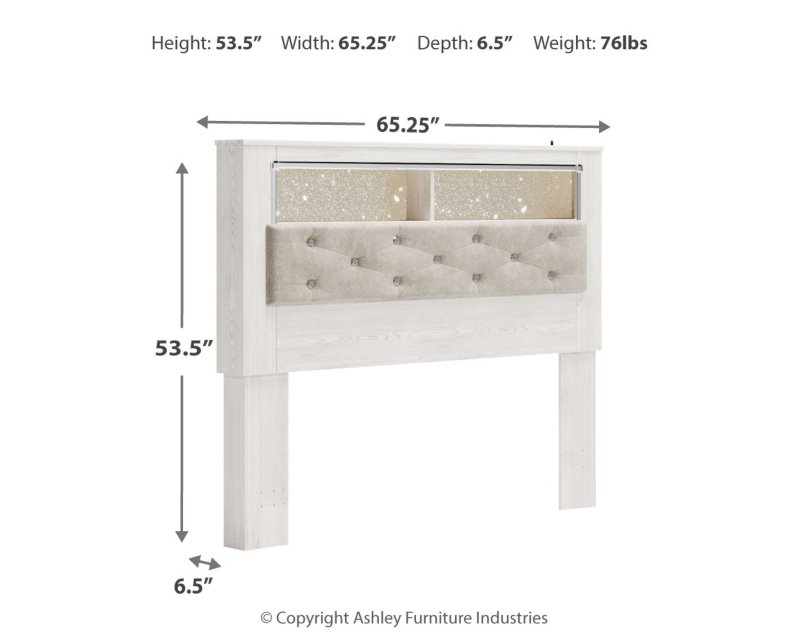 Altyra Queen Upholstered Panel Bookcase Headboard - Image 3