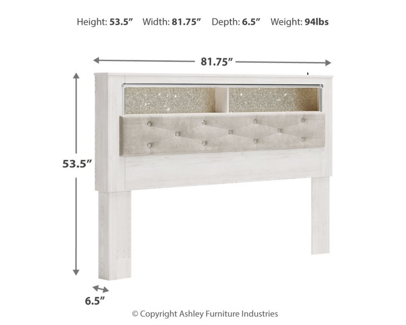 Altyra King Upholstered Panel Bookcase Headboard - Image 5