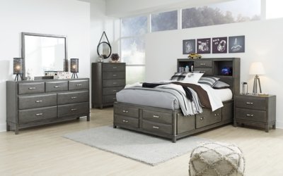 Caitbrook Full Storage Bed with Mirrored Dresser - Image 4
