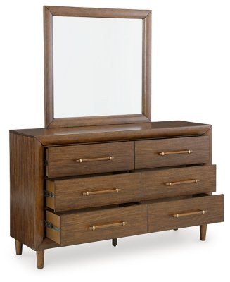 Lyncott Queen Upholstered Bed, Dresser and Mirror - Image 3