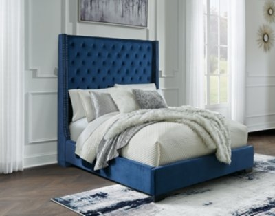Coralayne Queen Upholstered Bed with Mirrored Dresser and Nightstand - Image 14