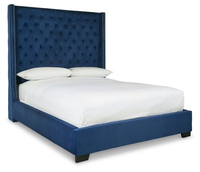 Coralayne Queen Upholstered Bed with Mirrored Dresser and Nightstand - Image 4
