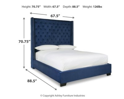 Coralayne Queen Upholstered Bed with Mirrored Dresser and Nightstand - Image 10