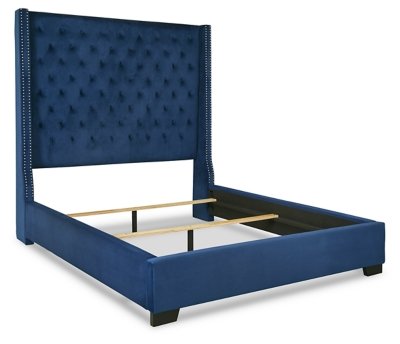 Coralayne Queen Upholstered Bed with Mirrored Dresser and Nightstand - Image 5