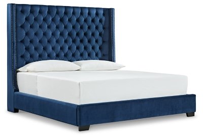Coralayne King Upholstered Bed with Mirrored Dresser - Image 3