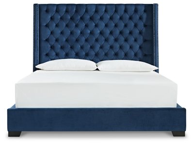Coralayne King Upholstered Bed with Mirrored Dresser - Image 4