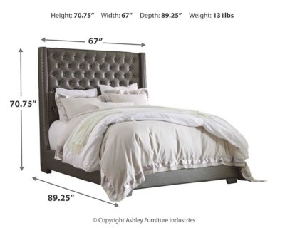 Coralayne Queen Upholstered Bed with Mirrored Dresser and Nightstand - Image 6