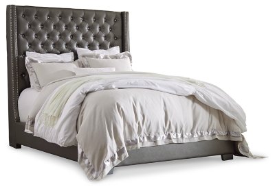 Coralayne Queen Upholstered Bed with Mirrored Dresser and Nightstand - Image 4