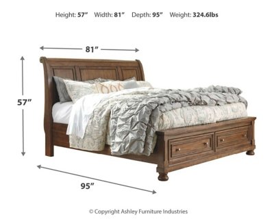 Flynnter California King Sleigh Bed with 2 Storage Drawers - Image 5