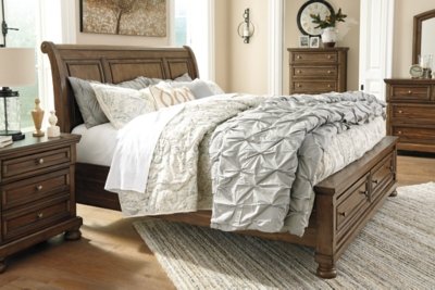 Flynnter Queen Sleigh Bed with 2 Storage Drawers - Image 7