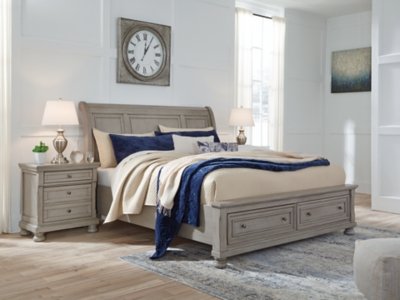 Lettner King Sleigh Bed with 2 Storage Drawers - Image 3