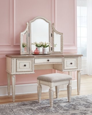 Realyn Vanity and Mirror with Stool - Image 3