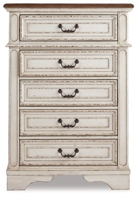 Realyn Queen Upholstered Panel Bed, Dresser, Mirror, Chest and Nightstand - Image 4