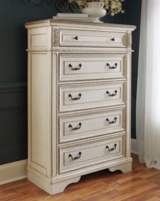 Realyn Queen Upholstered Bed, Dresser, Mirror, Chest and Nightstand - Image 19