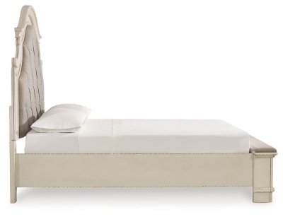 Realyn Queen Upholstered Bed, Dresser, Mirror, Chest and Nightstand - Image 6