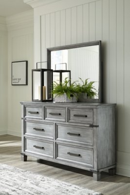 Russelyn California King Panel Bed, Dresser, Mirror, Chest and 2 Nightstands - Image 21