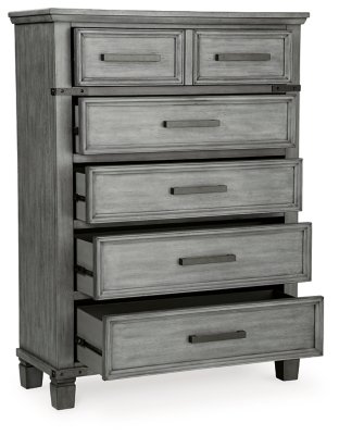 Russelyn California King Panel Bed, Dresser, Mirror, Chest and 2 Nightstands - Image 11