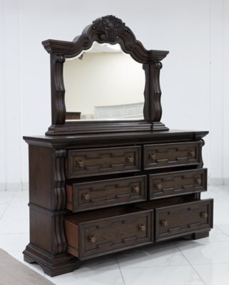 Maylee King Upholstered Bed, Dresser, Mirror, Chest and 2 Nightstands - Image 4