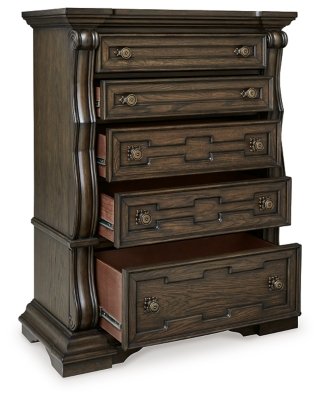 Maylee King Upholstered Bed, Dresser, Mirror, Chest and 2 Nightstands - Image 9