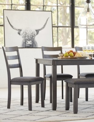 Bridson Dining Table and Chairs with Bench (Set of 6) - Image 6