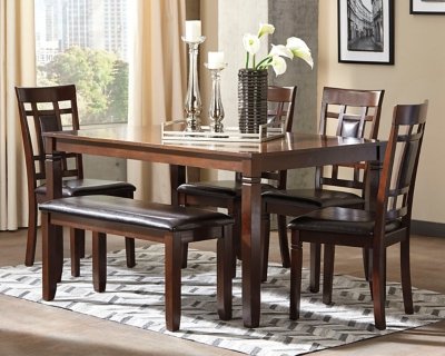 Bennox Dining Table and Chairs with Bench (Set of 6) - Image 3
